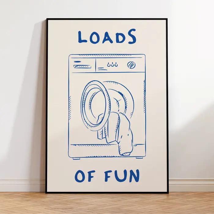 Loads Of Fun – toile murale rétro pour buanderie