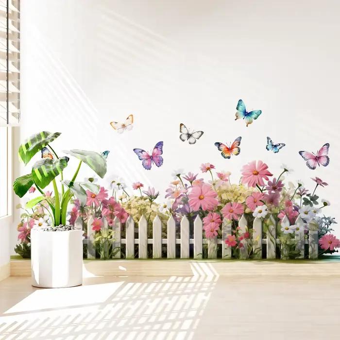 Autocollant mural de clôture à motifs de fleurs sauvages