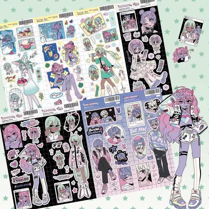 Autocollants de dessin animé coréen mignon doux Cool fille personnage