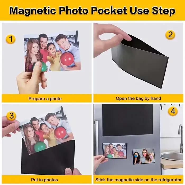 Cadres photo magnétiques noirs 2R/4R/5R avec une poche transparente adaptés aux réfrigérateurs