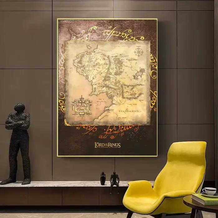 Affiche d'art mural Vintage des anciennes cartes du milieu de la terre