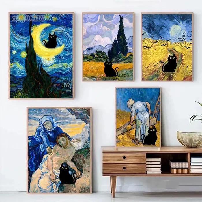 Toile de chat noir drôle