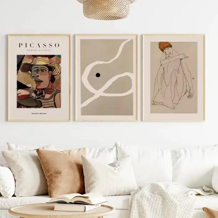 Affiches nordiques simples Picasso Boho noir abstrait toile impression peinture mur photo Art chambre salon intérieur décor à la maison