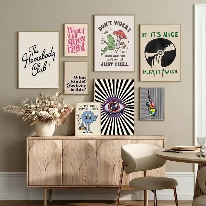 Affiches en toile imprimées de dessin animé rose