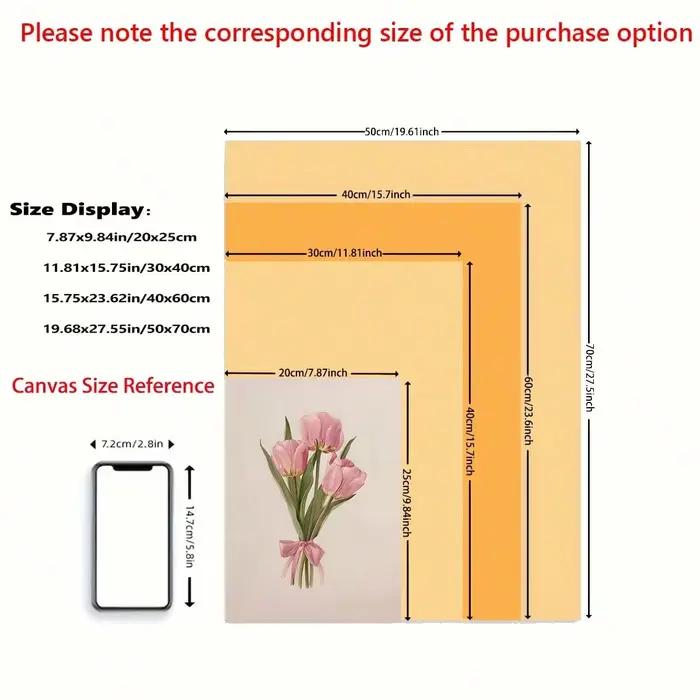 Toile d'art mural florale de tulipe rose avec cadre