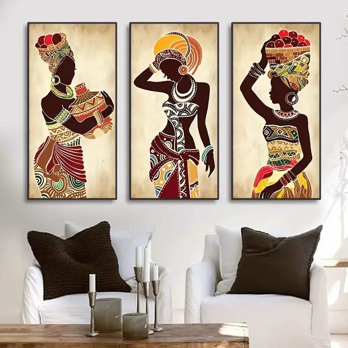 Toile de peinture ethnique de femme noire africaine