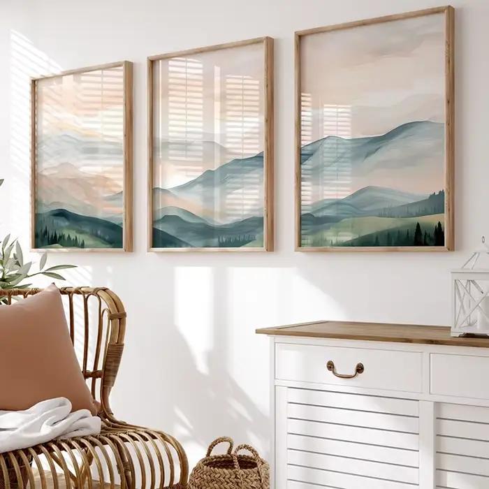 Lot de 3 affiches paysagères bohèmes