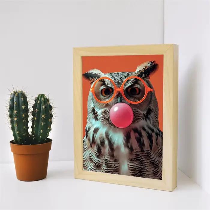 Animaux colorés rose Bubblegum toile impression affiche