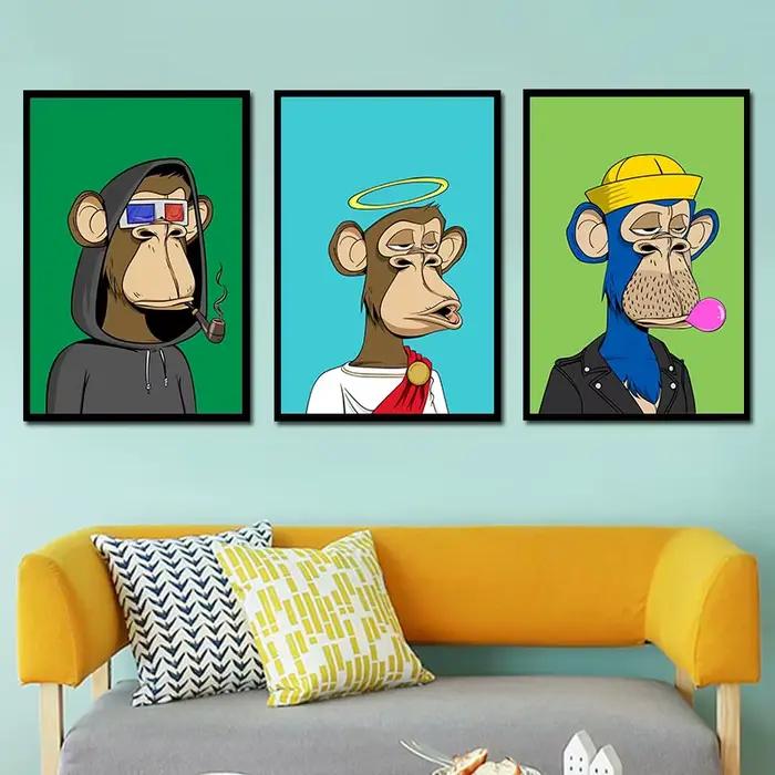 Pop Ape Canvas Painting Funny Trendy Cartoon Poster and Prints Modern Wall Art Colorful Artwork for Living Room Home Decor Mural