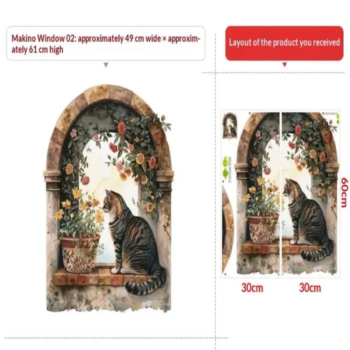 Autocollants muraux en PVC 2D avec impression de paysage de fenêtre