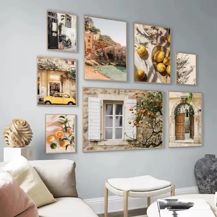 Toile de paysage décontractée de ville d'Europe nordique