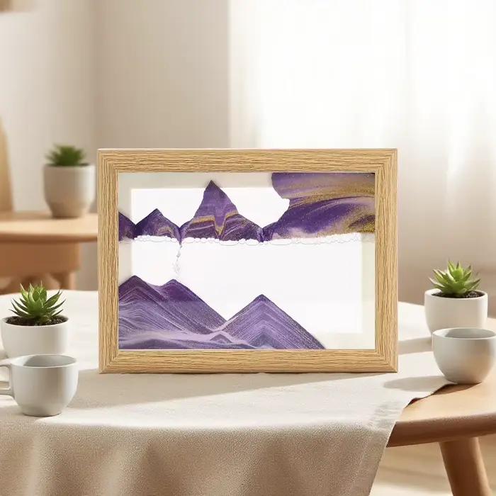 Cadre en bois paysage de sable en mouvement