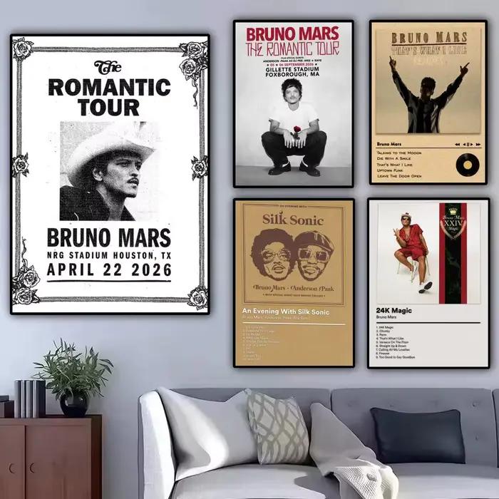 Affiche Murale Moderne sur Toile avec Peinture Calligraphique du Rappeur B-Bruno Mars