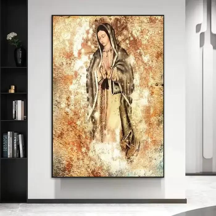 Peinture sur toile de dame catholique d'issa upe