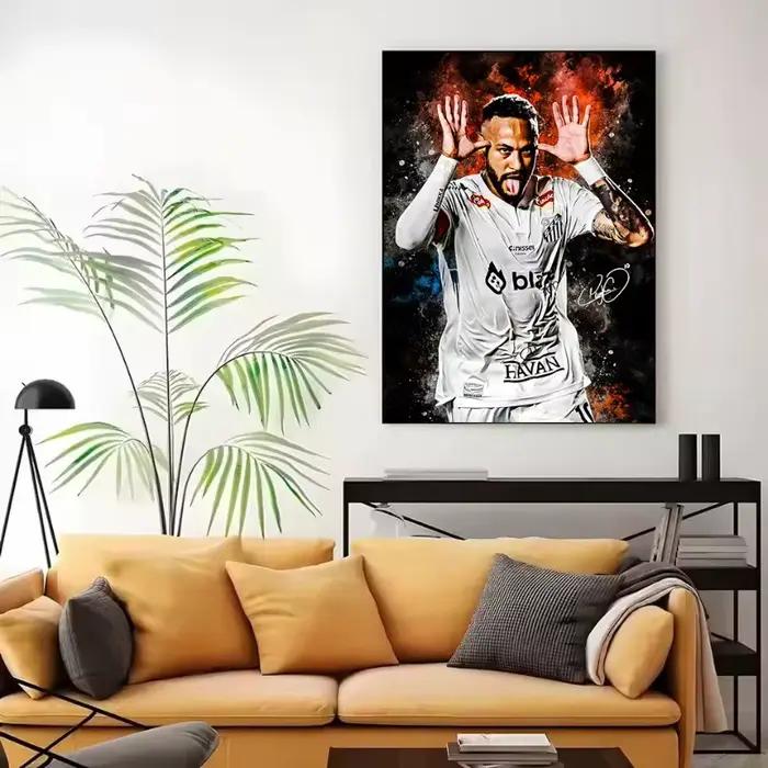 Affiche sur toile de portrait iconique de star du football, athlète sportif célèbre, peinture murale, décoration intérieure, cadeau