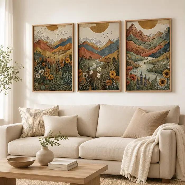 Art mural de paysage bohème