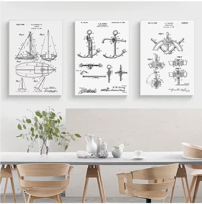 Peinture sur toile d'art mural nautique
