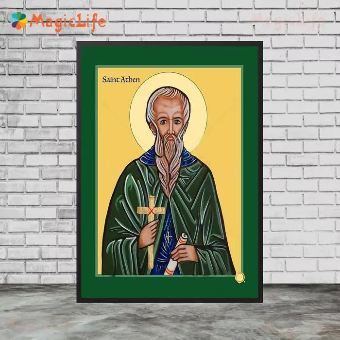 Art mural vintage Saint Joseph et bébé Jésus
