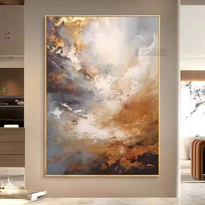 Image abstraite contemporaine peinte à la main de grande taille