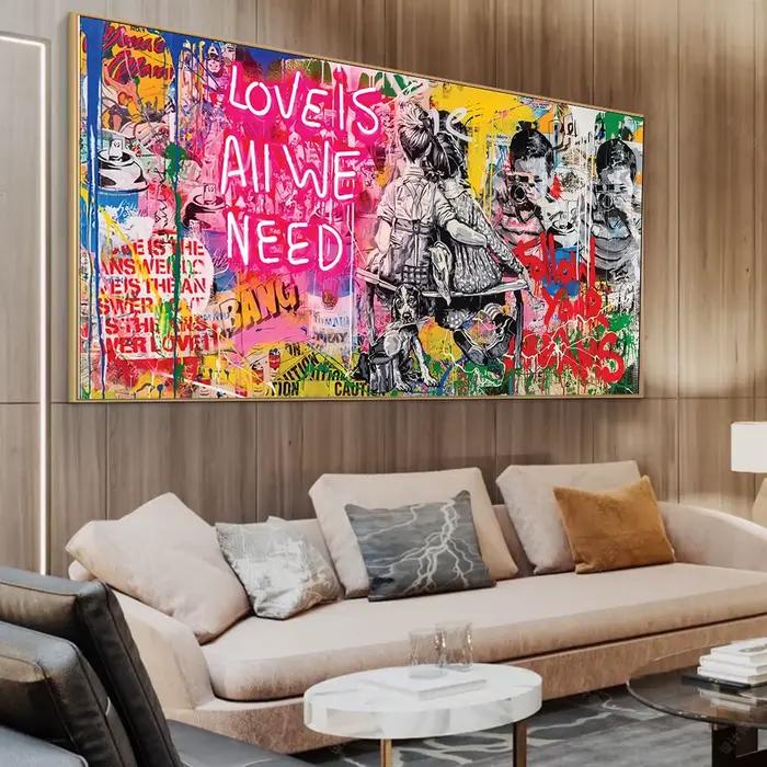 LOVE IS ALL WE NEED – peintures artistiques Graffiti imprimées sur toile