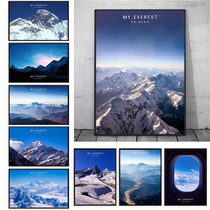 Affiche murale imprimée de montagne du monde