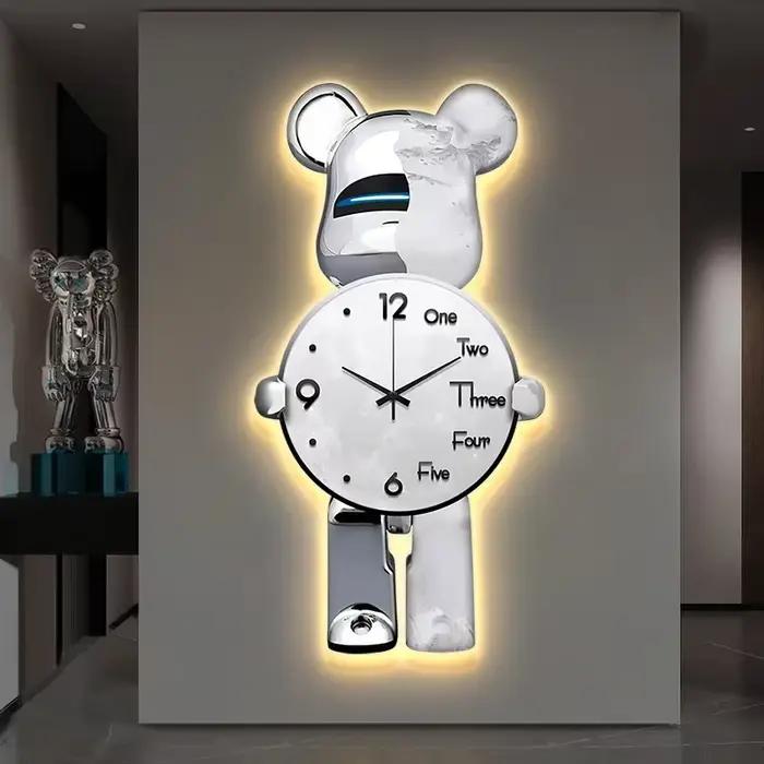 Grande horloge murale artistique numérique Led silencieuse