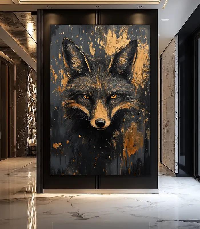 Peinture sur toile Fox Elephant Eagle, impression d'animaux noir et or, affiche, décoration d'animaux sauvages de luxe, décoration abstraite moderne dorée pour la maison