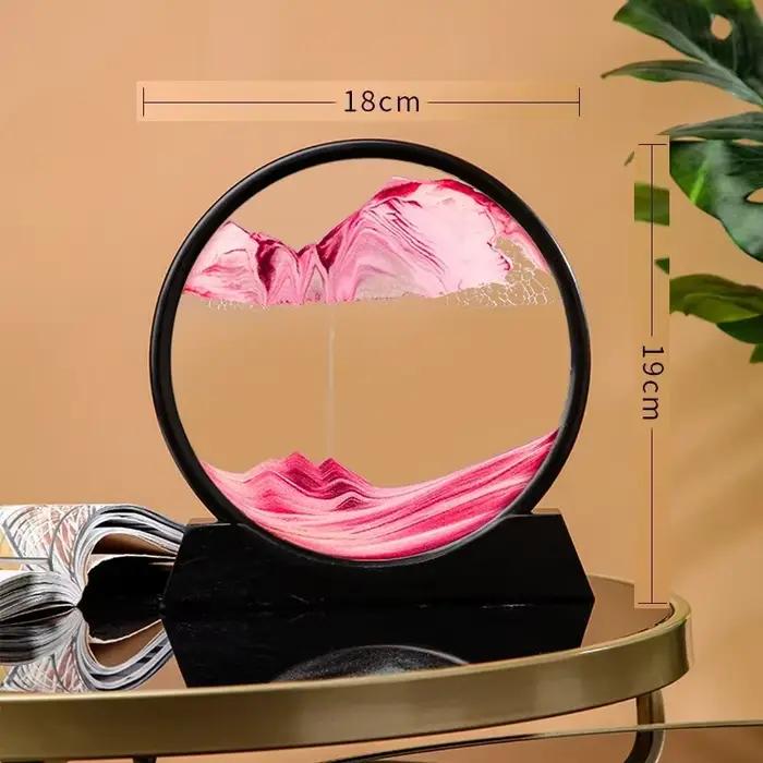 Sablier 3D sables mouvants rond verre mer profonde paysage de sable mobile