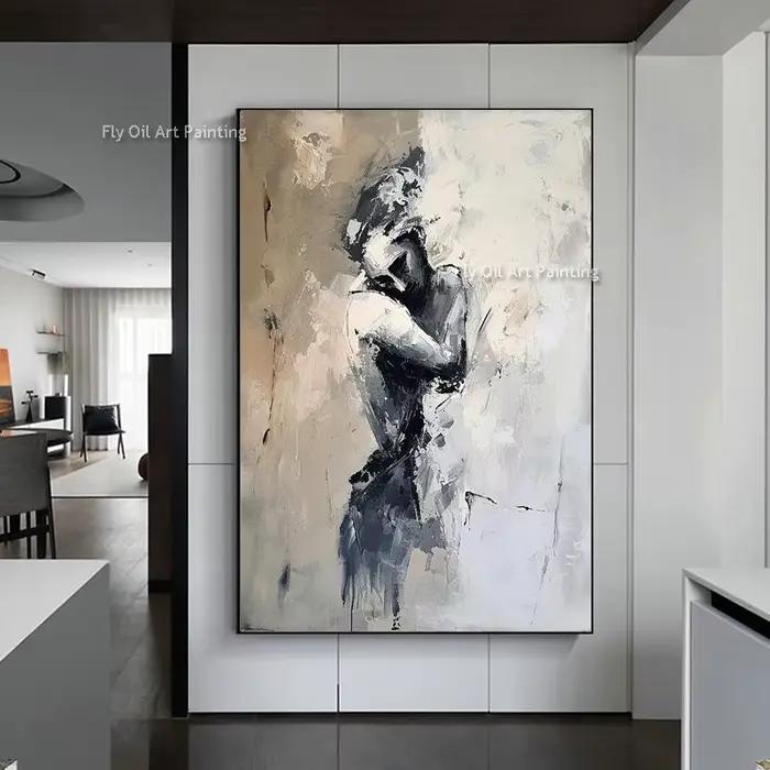 Peinture à l'huile abstraite faite à la main pour la décoration de chambre à coucher