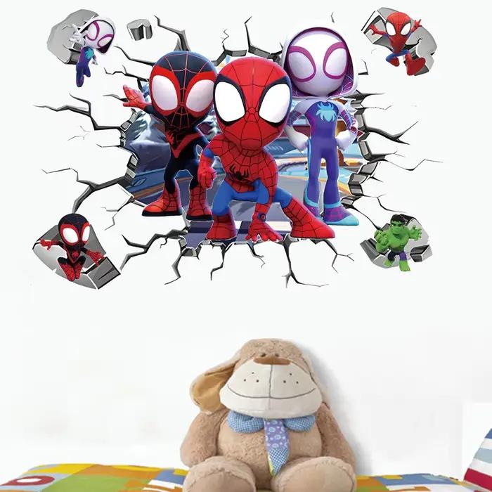 Dessin animé mignon mini Spiderman Super héros Stickers muraux pour chambre d'enfants décoration maison