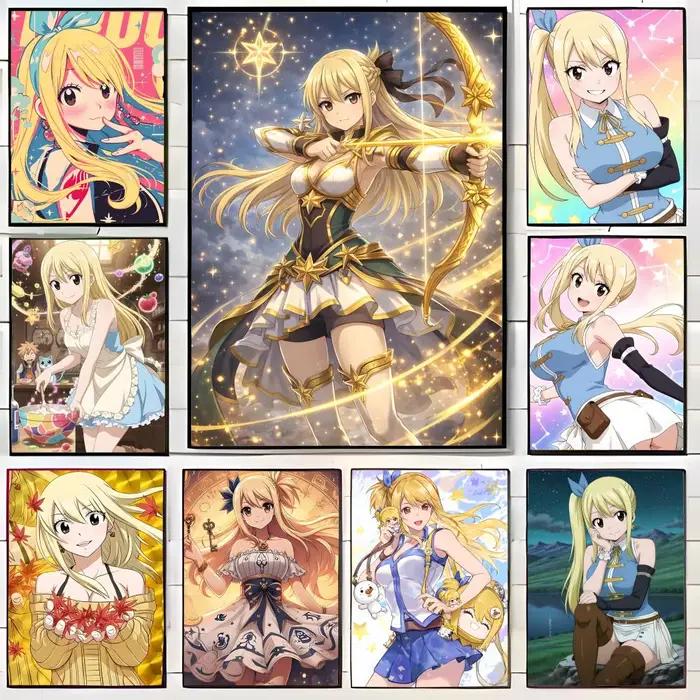 Affiche murale avec personnage joyeux Lucy Heartfilia, impression artistique, peinture murale décorative, décoration de la maison, cadeau sans cadre