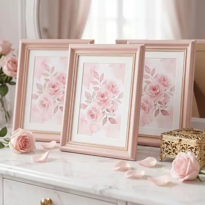 Lot de 2 cadres photo roses avec passe-partout 6 pouces