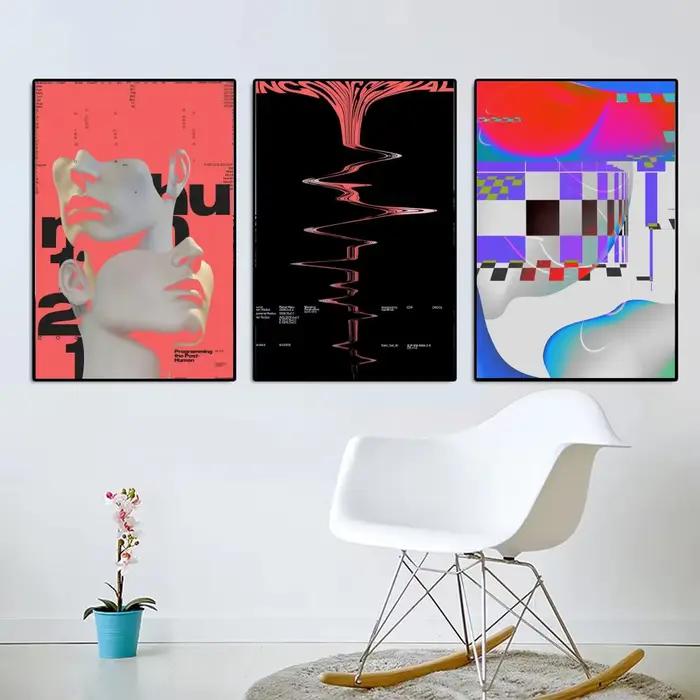 Affiche murale abstraite esthétique style romain, toile décorative tendance pour chambre, maison, café