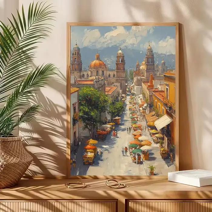 Affiche de voyage sur toile, paysage urbain pakistanais, Karachi, Lahore, vie quotidienne, marché, ville ancienne, peinture murale, images d'art, décoration intérieure