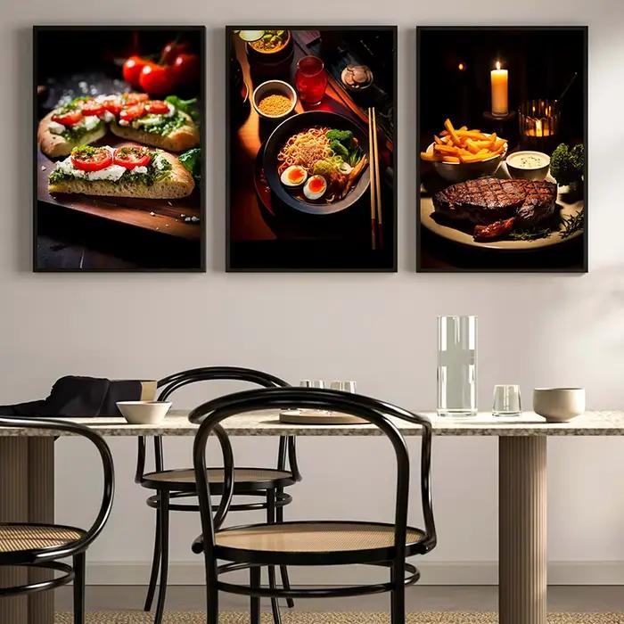 Affiche de cuisine alimentaire imprimée viande Burger Pizza toile peinture Restaurant décoration mur Art photo décor à la maison cadeaux sans cadre