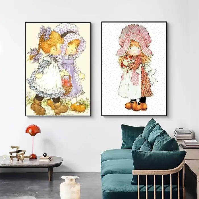 Dessin animé Sarah Kay affiche galerie décoration de la maison Stickers muraux salon chambre cadeaux