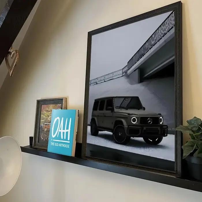Toile imprimée d'art de voiture de luxe noir et blanc