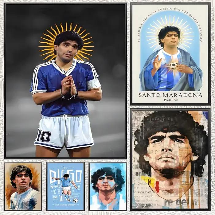 Affiche de footballeur D-Diego Maradona-a, art mural HD imperméable et auto-adhésif, idéal pour la décoration de la maison et les cadeaux