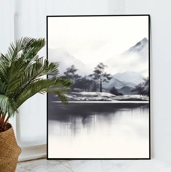 Lot de 3 impressions murales triptyques de montagnes du Japon