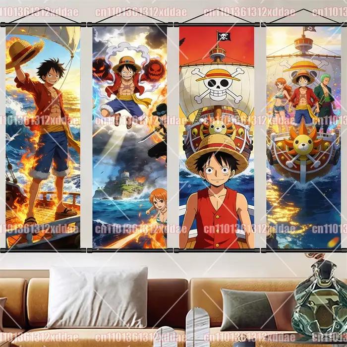 Peinture sur rouleau classique One Piece, Luffy Zoro Nami Chopper, décoration de salon, peinture d'entrée, cadeau pour les amateurs d'anime