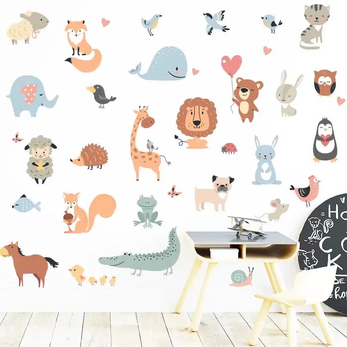 Autocollants muraux d'animaux de dessin animé