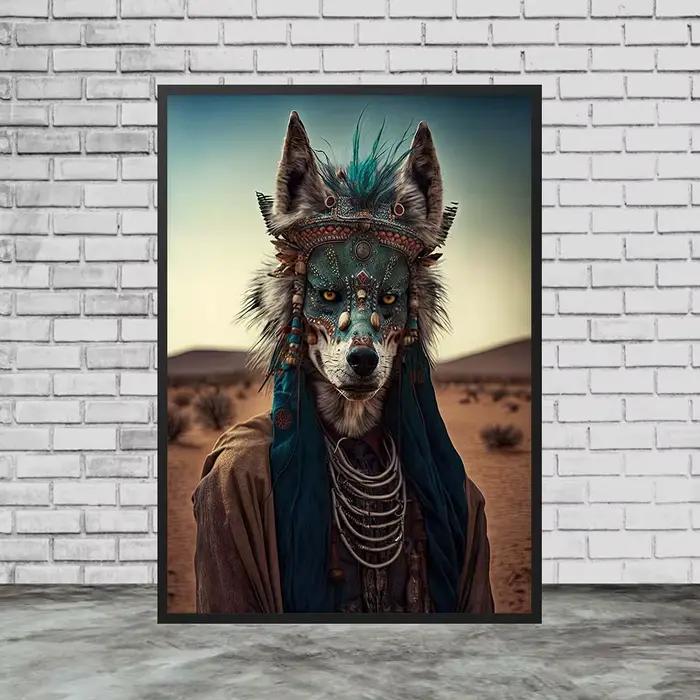 Toile d'art mural Vintage de la tribu du loup originale