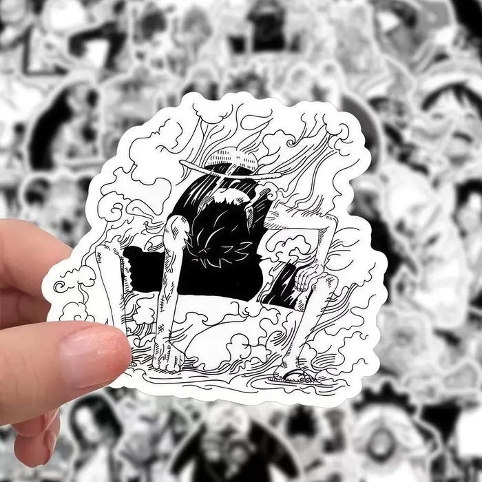 Lot de 50 autocollants manga noir et blanc One Piece