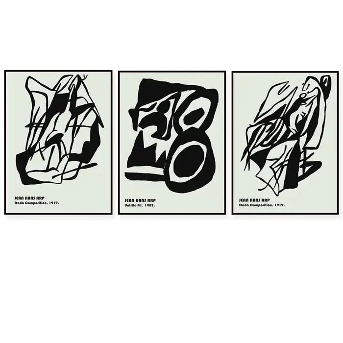 Ensemble d'impression Jean Hans Arp, ensemble d'impression minimal, ensemble d'affiches bohème, affiche sur toile de décoration murale Bauhaus