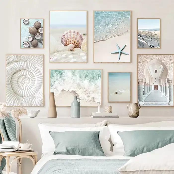 Toile d'art mural de coquillage de plage d'océan Tropical d'été frais