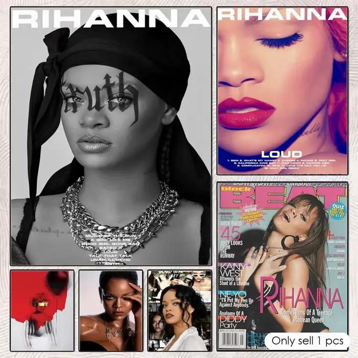 Affiche murale autocollante amovible RiRi anti Singer R-Rihanna