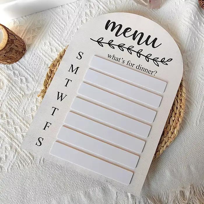 Tableau d'affichage de cuisine magnétique pour réfrigérateur, planificateur de repas en bois avec stylo, panneau de Menu alimentaire hebdomadaire, tableau de planification des aliments pour la maison