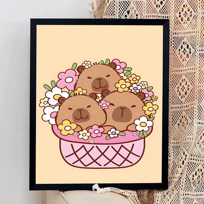 Affiches autocollantes de dessins animés mignons de capybara