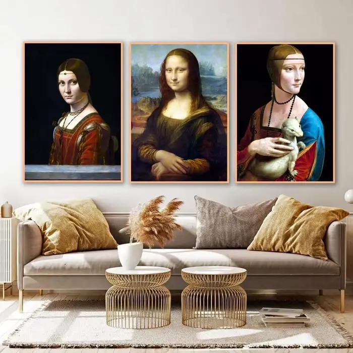 Célèbre œuvre d'art de Léonard de Vinci, La Joconde, Le Sauveur du Monde, peinture sur toile et affiche imprimée, art mural pour le salon, décoration de la maison