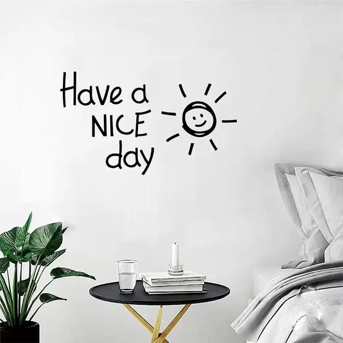 Autocollant mural en vinyle « Have a NICE Day Lovely Sun »